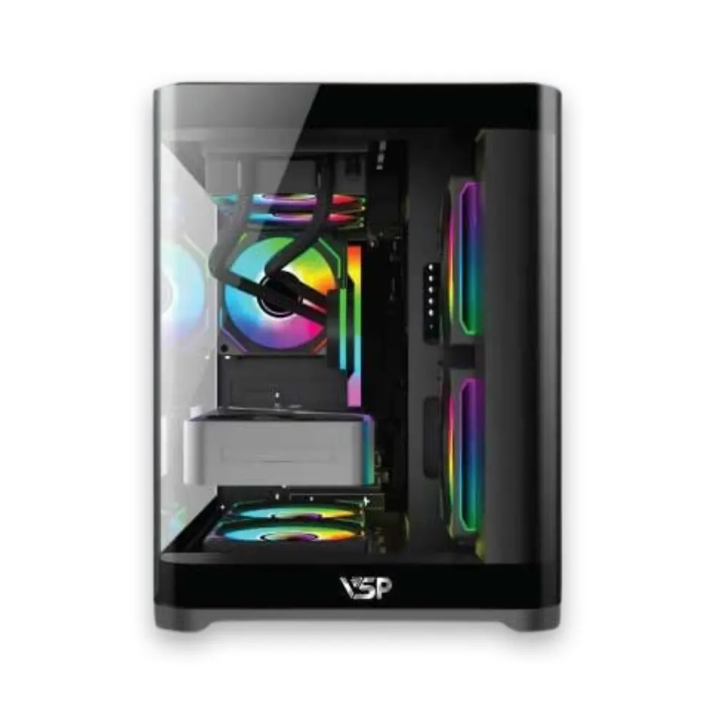 Vỏ Case VSP X7 Aquanaut Pro Gaming - Black (mATX, Mid Tower, Kính Cong) 3