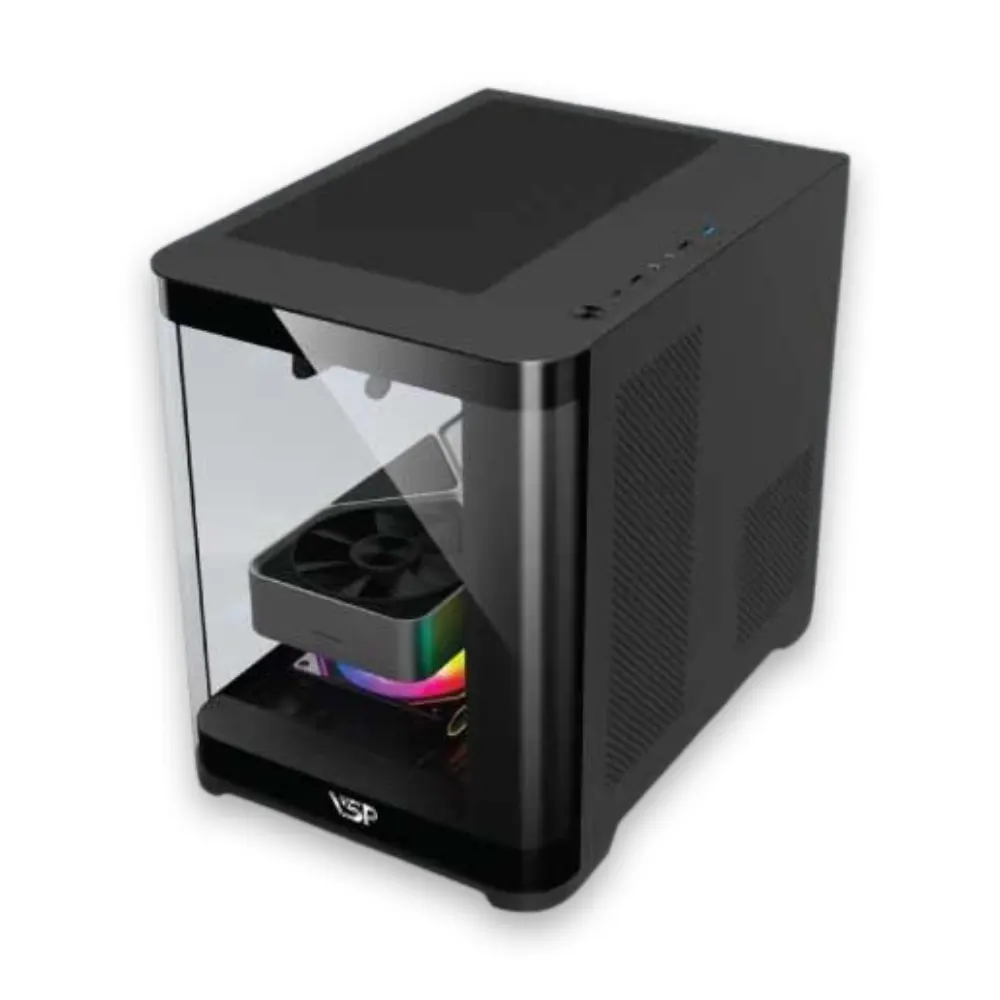 Vỏ Case VSP X7 Aquanaut Pro Gaming - Black (mATX, Mid Tower, Kính Cong) 4