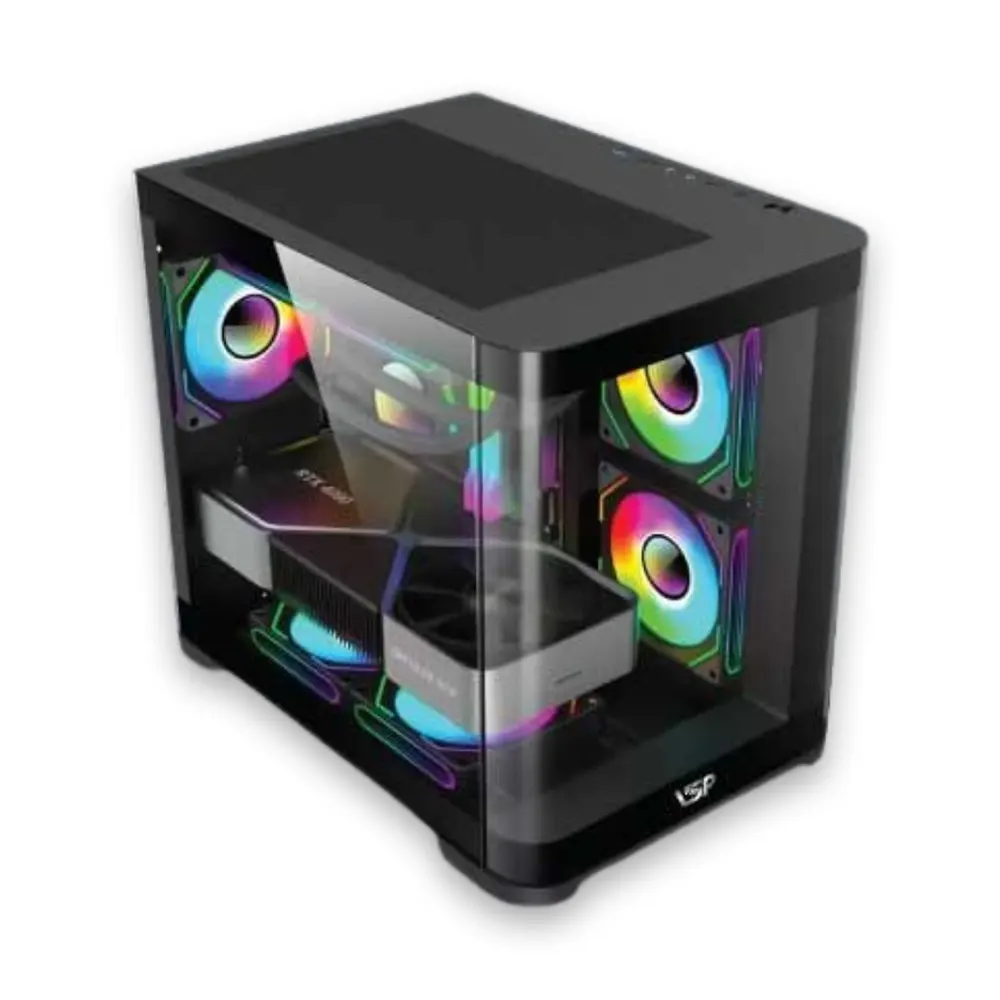 Vỏ Case VSP X7 Aquanaut Pro Gaming - Black (mATX, Mid Tower, Kính Cong) 5