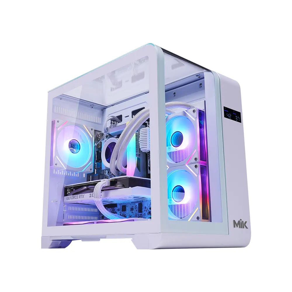 Vỏ Case MIK BARBATOS M White (mATX/Mid Tower/Kính 3 mặt/Có LCD) 2