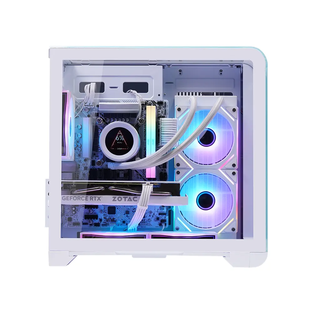 Vỏ Case MIK BARBATOS M White (mATX/Mid Tower/Kính 3 mặt/Có LCD) 3