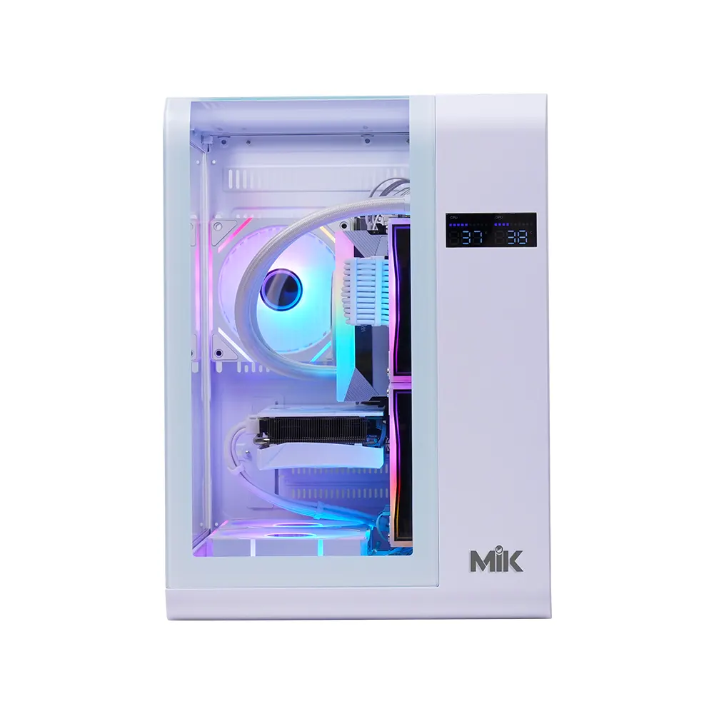 Vỏ Case MIK BARBATOS M White (mATX/Mid Tower/Kính 3 mặt/Có LCD) 5