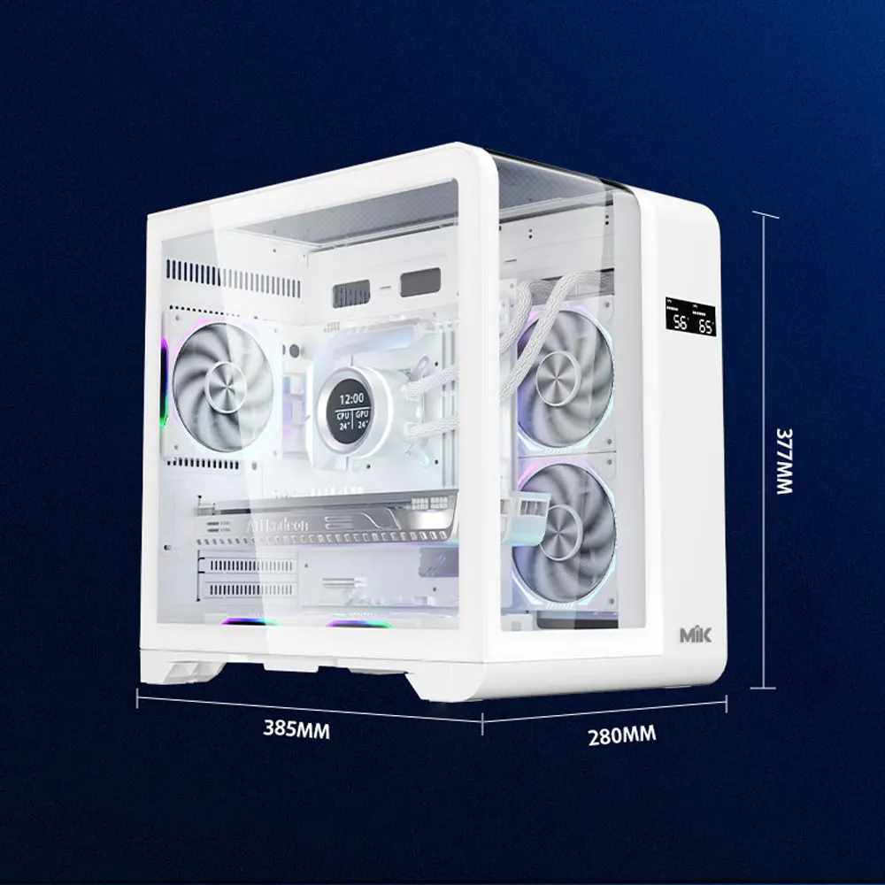 Vỏ Case MIK BARBATOS M White (mATX/Mid Tower/Kính 3 mặt/Có LCD) 7