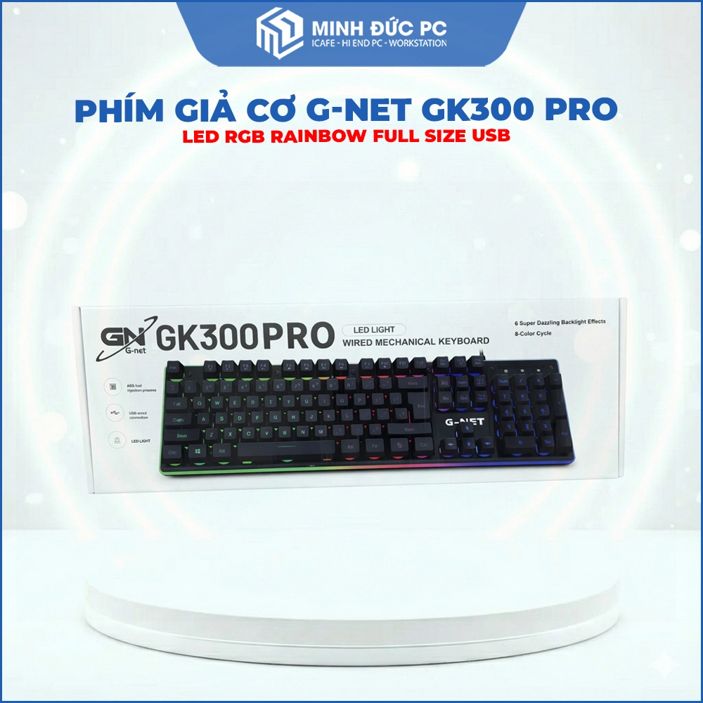 Bàn phím giả cơ G-NET GK300 Pro LED Rainbow Full Size USB 2