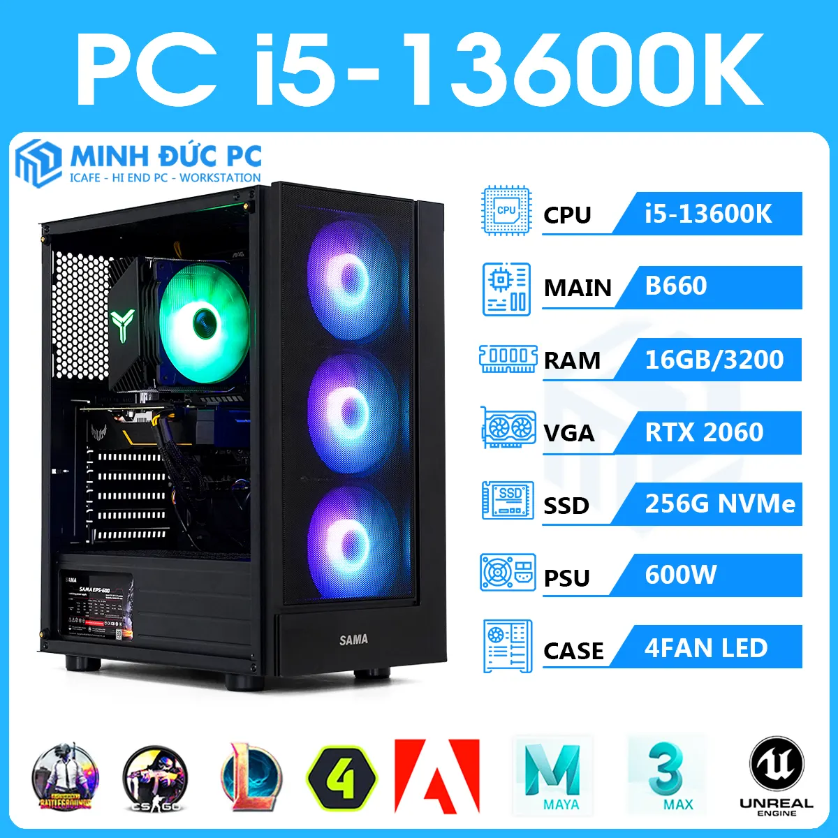 PC i5 13600K | 16GB RAM | VGA RTX 2060 6GB | SSD 256GB 2