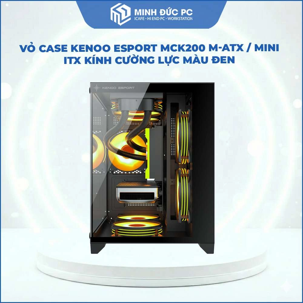 Vỏ Case KENOO ESPORT MCK200 M-ATX / Mini ITX Kính Cường Lực Màu Đen 4