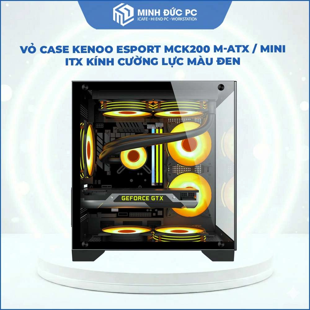 Vỏ Case KENOO ESPORT MCK200 M-ATX / Mini ITX Kính Cường Lực Màu Đen 2