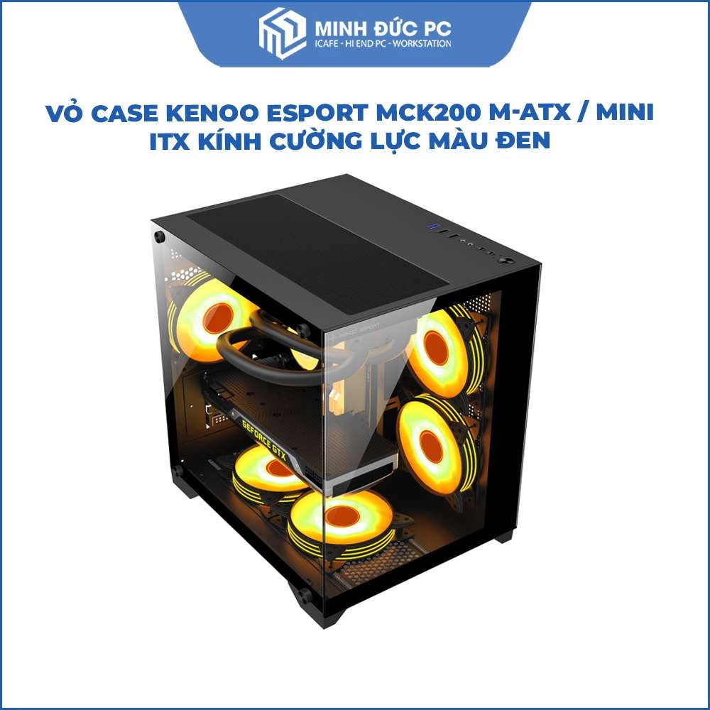 Vỏ Case KENOO ESPORT MCK200 M-ATX / Mini ITX Kính Cường Lực Màu Đen 3